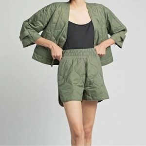 Ragdoll LA Quilted Jacket and Shorts Set Army Green L S800 Members Club NEW